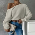 thumbnail image 2 of Timegard Sweaters for Women off the Shoulder Cropped Long Sleeve Pullover Tops Fall Winter Comfy Blouse, 2 of 7