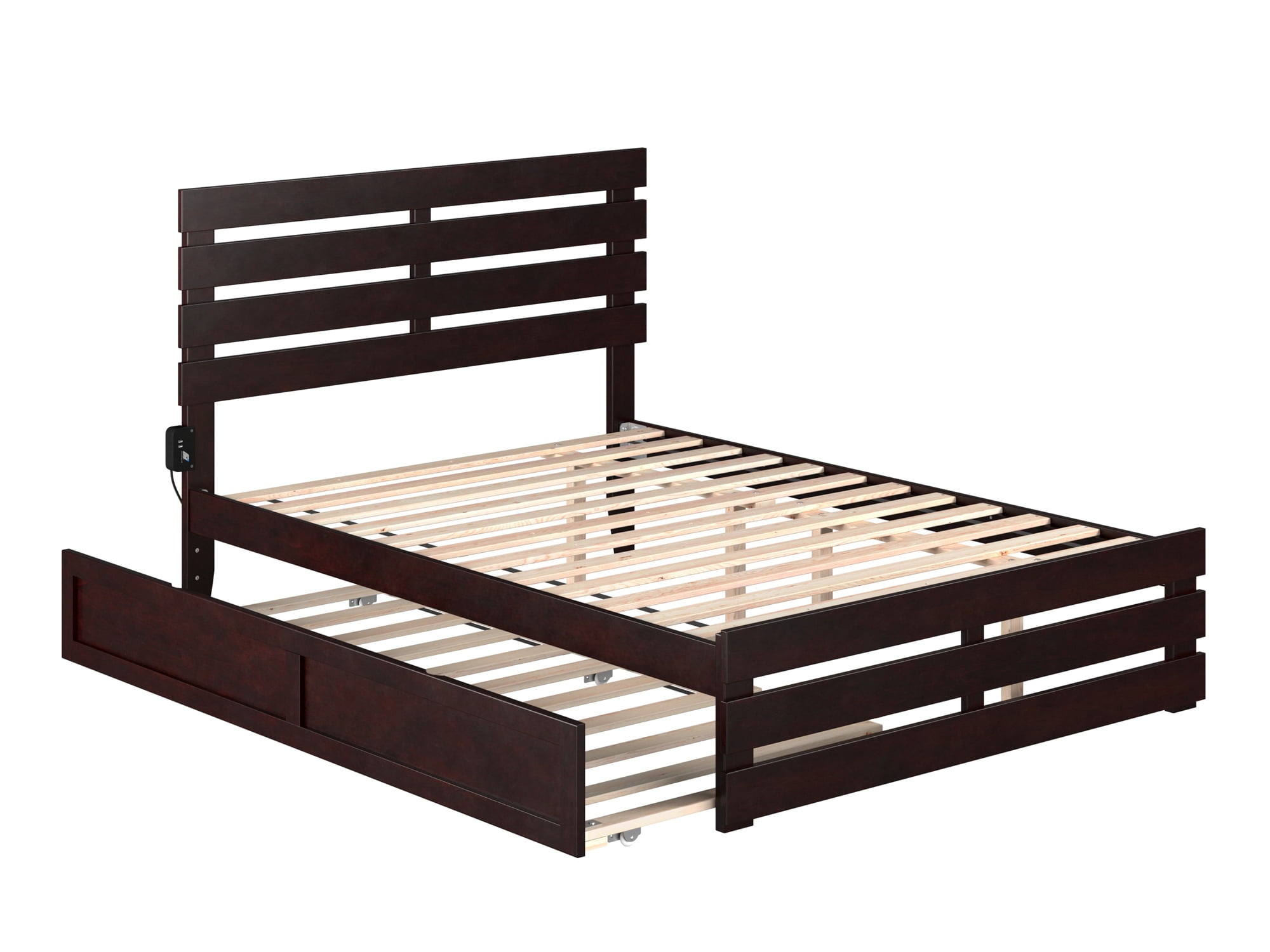 AFI Oxford Full Wood Platform Bed with Headboard, Footboard & Twin Trundle, Espresso