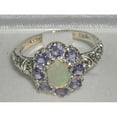 thumbnail image 4 of LBG British Made 925 Sterling Silver Natural Opal & Tanzanite Womens Promise Ring - 33 size options - Size 4.5, 4 of 6
