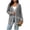 Gray, variant on Tqcoqu Plus Size Button Front Cardigan for Women, Contrast Trim Loose Fit Long Sleeve Knit V Neck Sweater Coat with Pockets