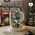thumbnail image 3 of GLAMOUR BOUTIQUE Mini Christmas Tree Preserved Flower in Glass Dome w/Light - Forever Flowers Christmas Table Decor, Long Lasting Eternal Flowers w/Thick Gift Box & Bow, Unique Gift - Snow, 3 of 9