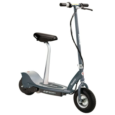 Razor E300S Seated Electric Scooter - Gray, for Ages 13+ and up to 220 lbs, 9" Pneumatic Front Tire, Up to 15 mph & up to 10-mile Range, 250W Chain Motor, 24V Sealed Lead-Acid Battery, Unisex