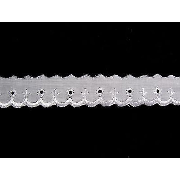 Lily 1" White Cotton Embroidery Eyelet Lace Trim Scalloped Lot Sewing Notions