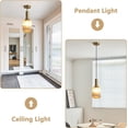 thumbnail image 3 of KCO Lighting Amber Glass Ceiling Light Vintage Striped Glass Pendant Light Gold Mini Kitchen Island Hanging Lamp, 3 of 7