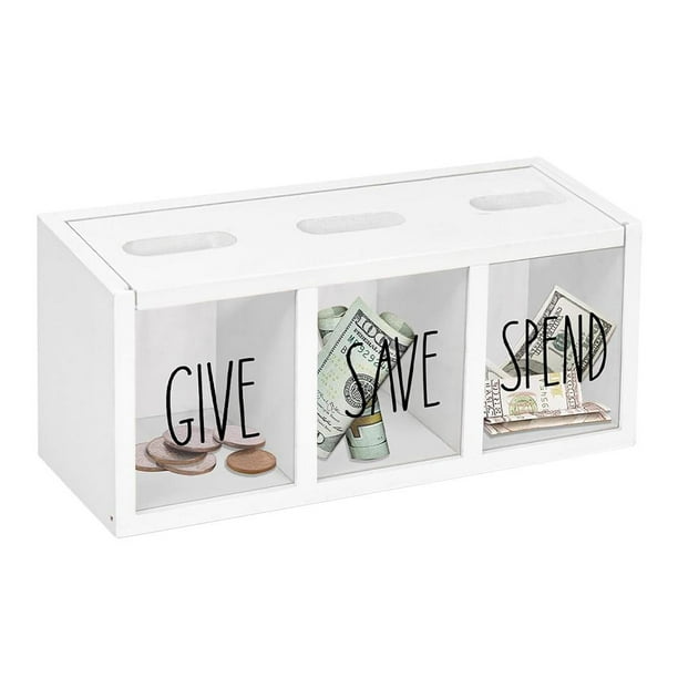 SGACAI Alcancías para niños, caja de madera para ahorrar dinero, para regalar y gastar, para niños, alcancía para monedas, alcancía para niños de montaje en pared para dinero en efectivo, billetes