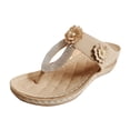 thumbnail image 2 of IUJSOY Womens Flip Flops Summer Wedge Shoes Cushion Footbed Boho Sandals Orthopedic Dress Slides, 2 of 9