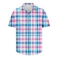 thumbnail image 5 of Njoeus Short Sleeve Button Up Shirts for Men Summer Regular Fitted Plaid Shirts Casual Work Shirt Tops & Blouse （Available In Big & Tall) 3X 4X 5X Clearance Blue, 5 of 5