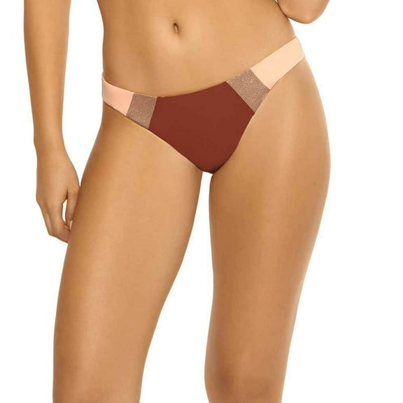 PilyQ MULTI Papaya Color Block Full Bikini Swim Bottom, US Small
