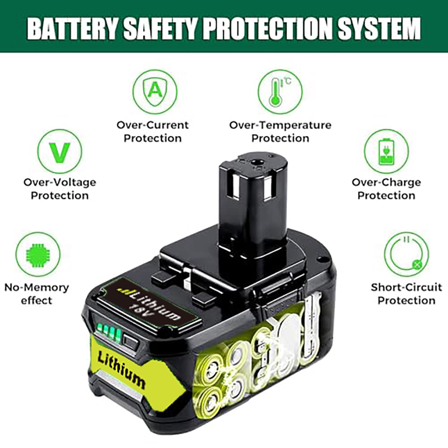 MINGSCI 8.0 Ah 18V Replacement for Ryobi 18Volt Battery Lithium ion Batteries P108 P102 P103 P104 P105 P107 P109,1-Pack