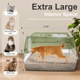 thumbnail image 2 of Stainless Steel Litter Box with Lid, XL Extra Large Litter Box, Enclosed Top Entry Metal Litterbox for Big Cat, Easy Cleaning, Anti-Leakage & High Sided with Mat, Aisle & Scoop, Green, 2 of 8