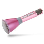 Professional K068 W ireless B luetooth Metal HandHeld Microphone+Speaker Karaoke Necessary Products Best Gifts,Pink