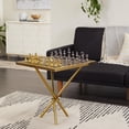 thumbnail image 3 of DecMode 22" x 25" Gold Aluminum Metal Chess Table Game Set, 1-Piece, 3 of 14