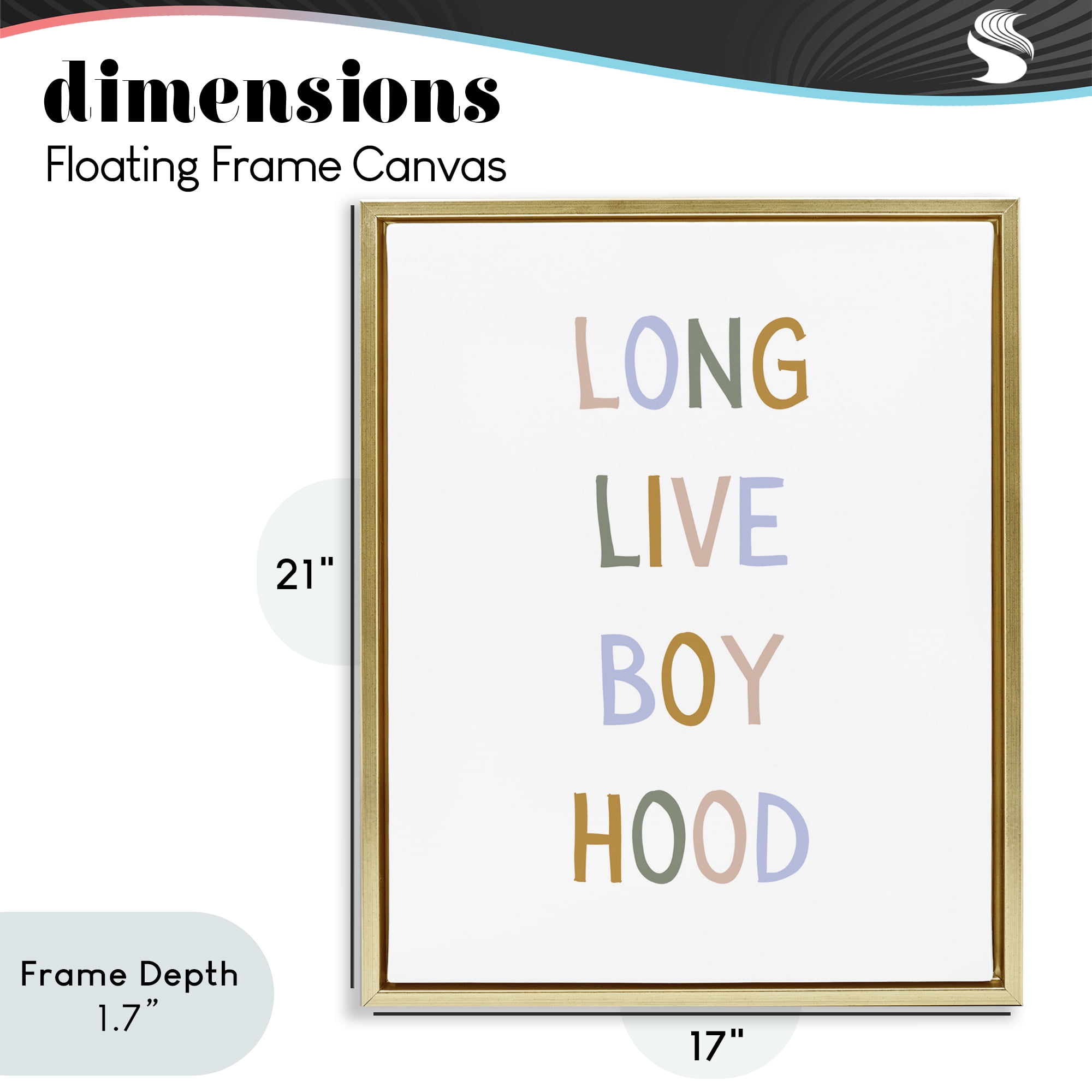Stupell Industries Long Live Boy Hood Gold Framed Floater Canvas Wall Art, design by Katie Griggs
