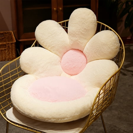 

SHEIGUANNI Flower Shape Chair Pillow Cute Seat Cushion 19 inch Comfy Lazy Sofa Floor Pillows Dorm Seating for Bedroom Decor-White