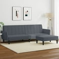 thumbnail image 1 of vidaXL 2-Seater Sofa Bed with Footstool Dark Grey Velvet, 1 of 1