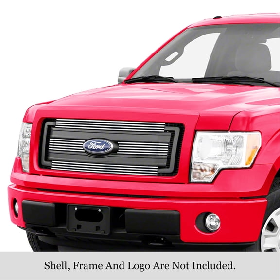 2013-2014 Ford F-150 Xl /2013-2014 Ford F-150 Xlt 304 Stainless Steel Polished Finish 8X6 Horizontal Billet Stainless Steel Billet Grille