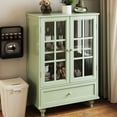 thumbnail image 5 of Modern Hallway Cupboard With Double Glass Doors And Drawer In Mint . Quality Material, Solid Wood Leg Frame, Tempered Panels. Adjustable Shelving System, Practical Space. 28''d×15''w×38''h, 48.4 Lbs, 5 of 7