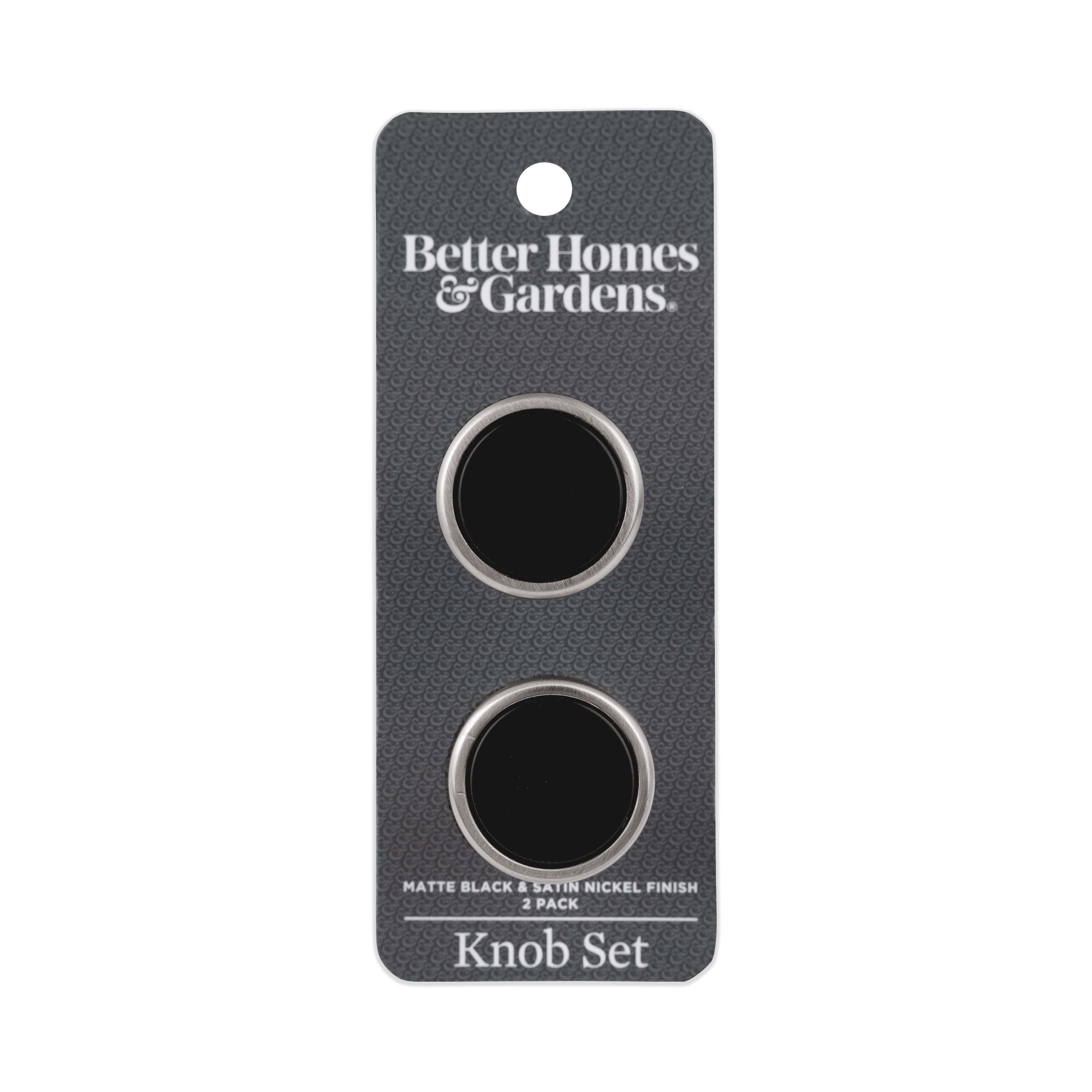 (2 pack) Better Homes & Gardens 2 Pack Matte Black & Satin Nickel Cabinet Knobs
