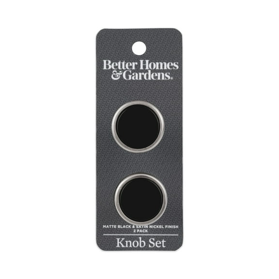 Better Homes & Gardens 2 Pack Matte Black & Satin Nickel Cabinet Knobs