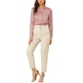 thumbnail image 3 of INSPIRE CHIC Women's Elegant Shirts V Neck Point Collar Long Sleeve Smooth Satin Blouse XS Dusty Pink, 3 of 9