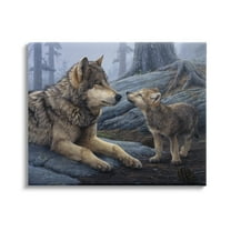 Stupell Industries Wolf & Cub Woodland Forest Animals & Insects Painting Gallery Wrapped Canvas Print Wall Art