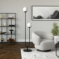 thumbnail image 2 of Evelyn&Zoe Dufrene 2-Light Floor Lamp with Glass Shades, Brass/White Milk, 2 of 5
