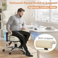 thumbnail image 4 of Massage & Heated Office Chair with Foot Rest, Ergonomic Executive Office Chair with Reclining Backrest, Adjustable Arms and Lumbar Support, High Back Leather Desk Chairs for Home Office, Beige, 4 of 6