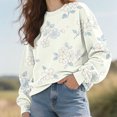 thumbnail image 5 of Kaondbfi Soft and Graceful Floral Print Sweatshirts for Women Fall Fashion Round Neck Pullover Tops Womens Loose Fit Long Sleeve Hoodless, 5 of 9