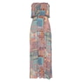 thumbnail image 4 of LASCANA Women's Patchwork Print Bandeau Maxi Dress Ruffle Trim, 4 of 5