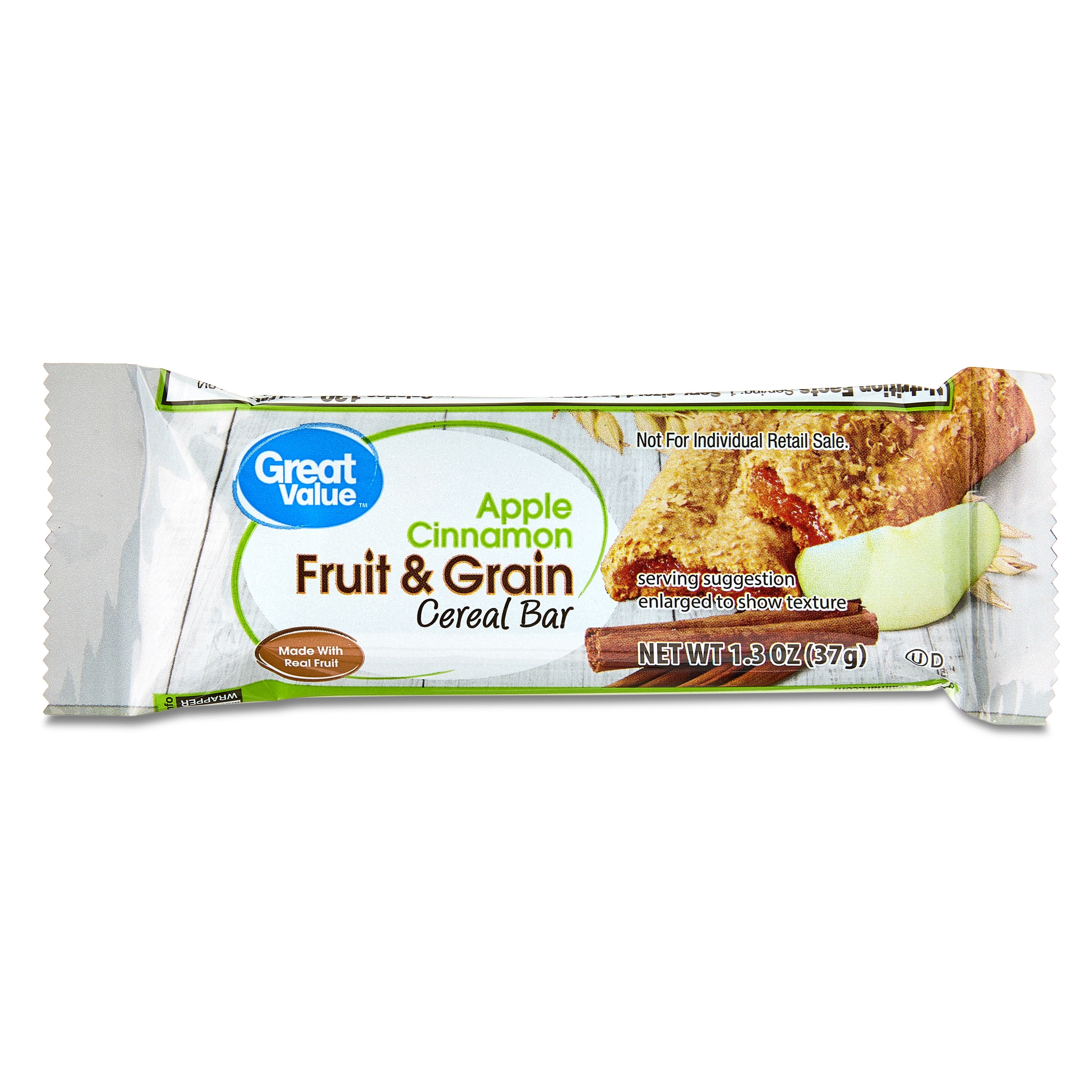 (10 pack) Great Value Fruit & Grain Cereal Bars Apple, Cinnamon, 10.4 oz, 8 Count