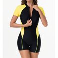 thumbnail image 4 of Swimsuits for Women One-Piece Athletic Color Blocked Wetsuits,Short Sleeve Rash Guard Full Zipper Boyleg Bathing Suits for Water Sports, 4 of 9
