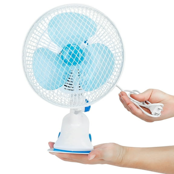 Portable Clip On Fan 20W Electric Desk Fan with 2 Speeds 90 ° Adjustable Tilt Auto Shaking 3.94FT Cord for Baby Stroller Office Home White