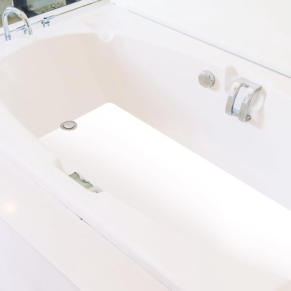 General 16" x 40" Non Slip Bathtub Mat for Tub Peel and Stick Adhesive Vinyl Anti Slip Non Skid Safety White Bath Mat Sticker with Drain Cut Out for Shower Floor Boat Wet Areas