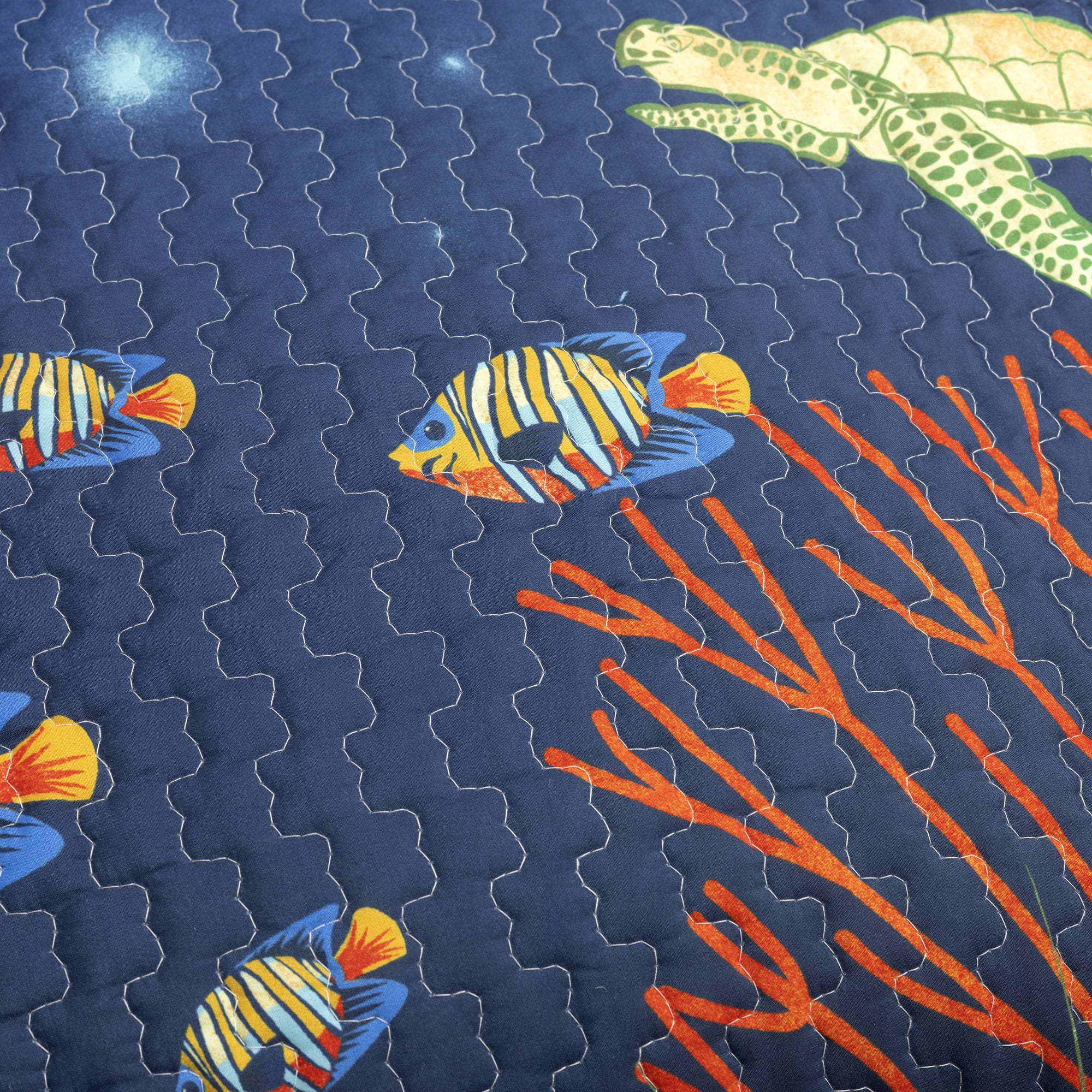 Under The Sea Quilt Navy/Multi 3Pc Set Full/Queen