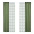 thumbnail image 2 of PowerSellerUSA Tribeca 4 Piece Rod Pocket Window Curtain with Sheer Monochromatic Embroidered Panels, Polyester Solid Room Darkening Drapes Farmhouse Decor for Bedroom & Living Room 26" x 84", Green, 2 of 5