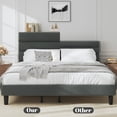 thumbnail image 3 of Bolvdo King Bed Frame with Velvet Upholstered Headboard, Metal Support, No Box Spring Needed, Noise Free, Easy Assembly, 3 of 8