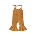thumbnail image 3 of Toddler Baby Girl Summer Jumpsuit, Sleeveless Tie Strap Ribbed Romper Bell Bottoms 12 Months-5 Years, 3 of 9