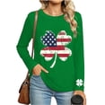 thumbnail image 4 of Craaazy Women's Casual St. Patrick's Day Long Sleeve Crewneck Loose Green Theme T-Shirts Gifts, 4 of 6