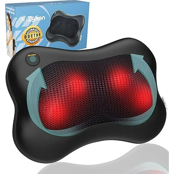Zyllion Masajeador De Espalda Y Cuello Con Calor - Almohada De Masaje Shiatsu De Tejido Profundo 3D Para Silla Coche Y Dolor Muscular En Todo El Cuerpo: Hombros, Pantorrillas, Pies, Piernas, Brazos (N