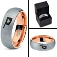 thumbnail image 4 of Tungsten Oklahoma Sooner State Heart Band Ring 7mm Men Women Comfort Fit 18k Rose Gold Dome Brushed Gray Polished, 4 of 4