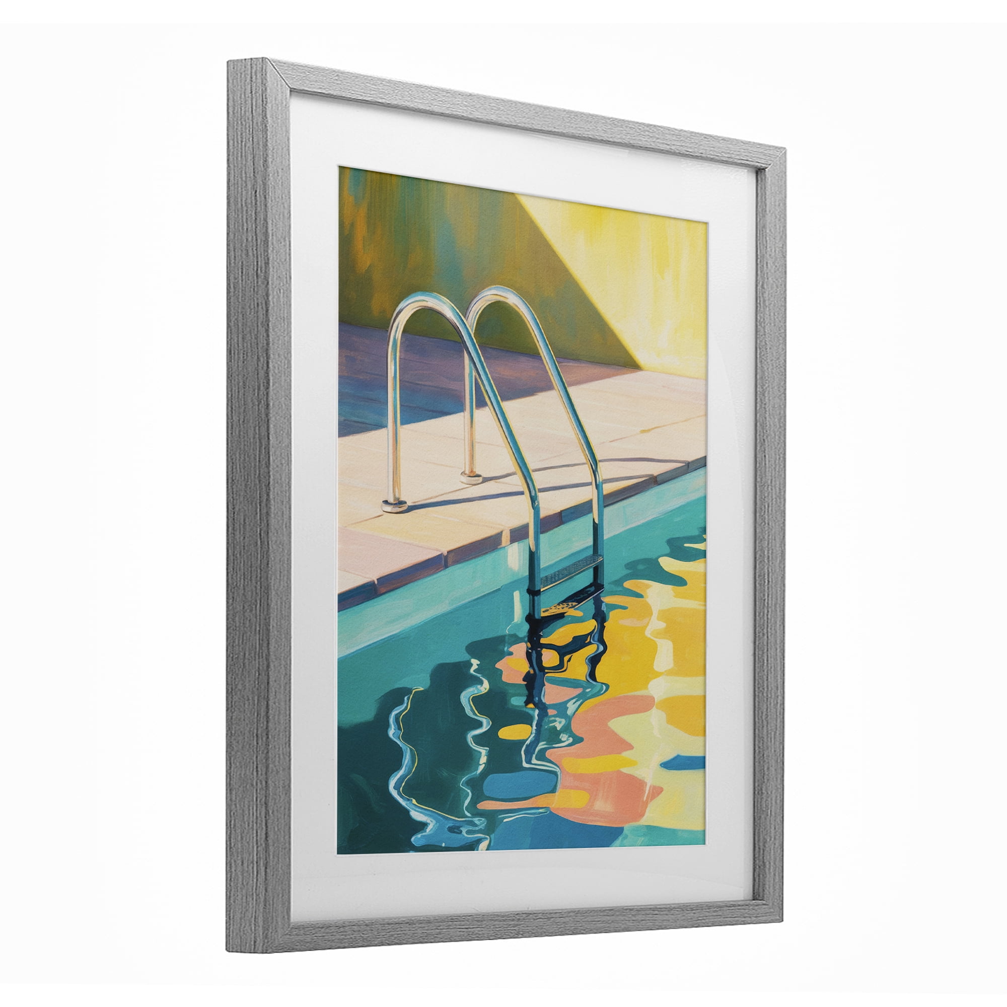 Stupell Industries Pool Ladder At Sunset Gray Framed Print Under Glass, design by Andreas Magnusson