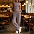 thumbnail image 4 of FRSASU Women's Gym Sets Crew Neck Vest Loose Trousers Suits Workout Athletic Yoga Training Casual 2 Pecs Tracksuits Purple, 4 of 7