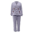 thumbnail image 4 of Tnhcen Women's Pajama Set Double - faced Fleece Spring Thermal Sleepwear Cozy Fuzzy Pajamas Plus Size S - XL Long Sleeve Button Front Cherry Embroidered Loungewear, 4 of 5