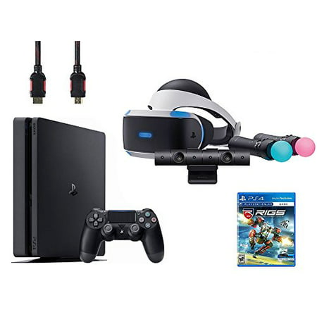 PlayStation VR Start Bundle 5 Items:VR Headset,Move Controller,PlayStation Camera Motion Sensor,Sony PS4 Slim 1TB Console - Jet Black,VR Game Disc RIGS Mechanized Combat