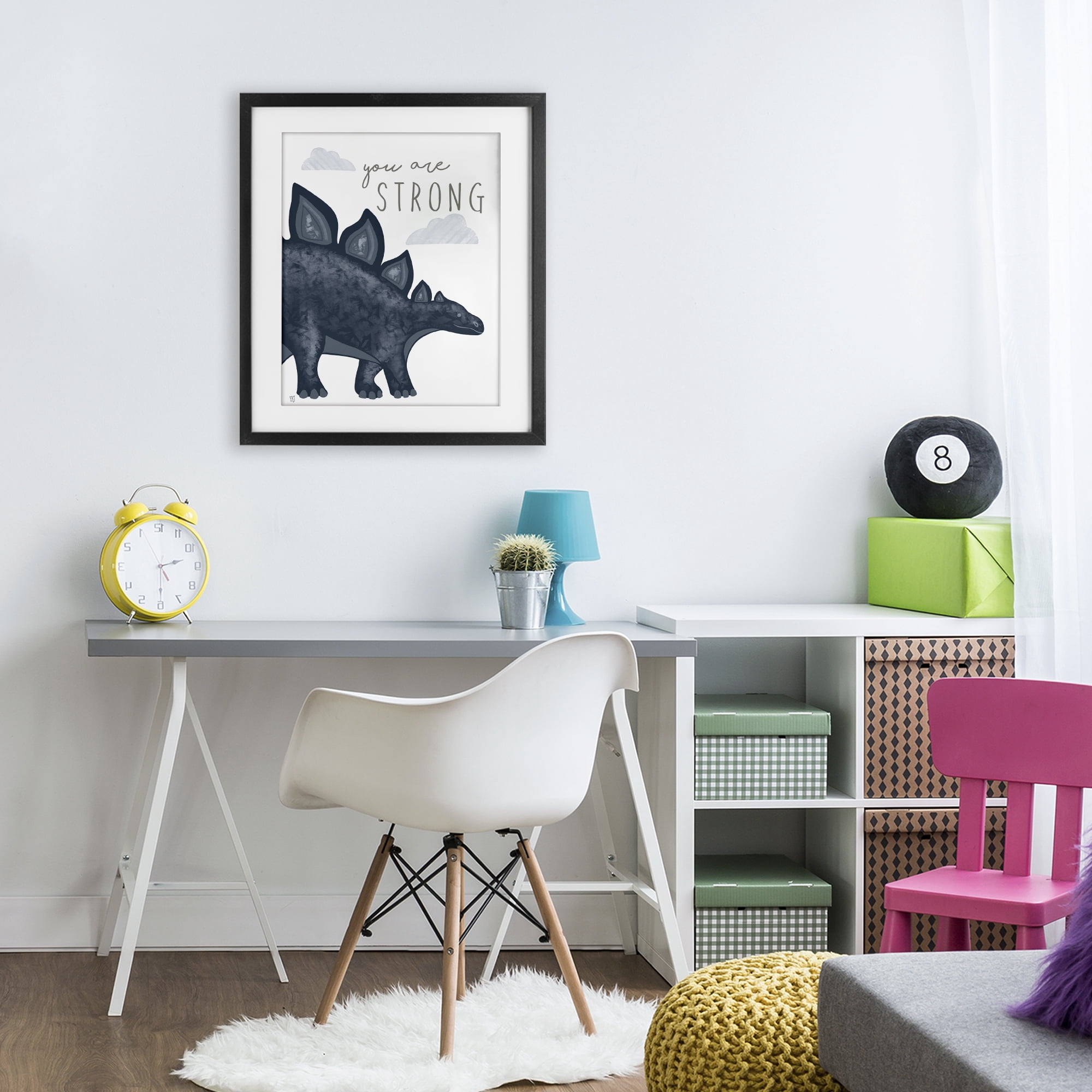 Stupell Industries You Are Strong Dinosaur Black Framed Print Under Glass, design by Elizabeth Tyndall