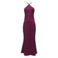 thumbnail image 4 of Vestido de noche de satén para mujer tallas grandes - Elegante cuello en V, diseño en la cintura, vestido de fiesta para bodas - Tallas XS-L, tejido con brillo lujoso, 4 of 5
