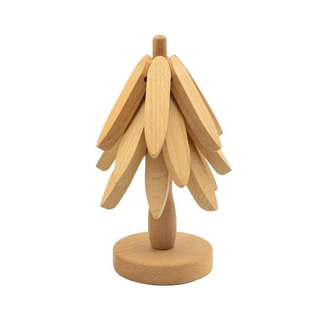 Salvamanteles de madera con forma de árbol, creativos y plegables, juego de manteles individuales con forma de árbol, posavasos de árbol de Navidad pa Haya 3 capas