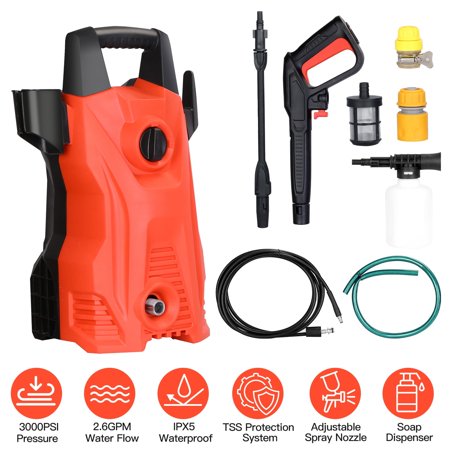 Electric Pressure Washer, XINGJIU 3000PSI 2.6GPM Power Washer with Foam Cannon for Patio Garden Driveway
