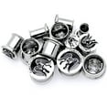 thumbnail image 3 of Body Candy Women 9/16" 2PC Steel Double Flare Tunnel Plug Set Family of Love Penguin Ear Plug Gauges 14mm, 3 of 3