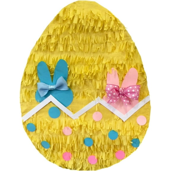 19" Yellow Bunny Theme Easter Egg Pinata Easter Gender Reveal Party Supplies Pink Blue Color He or She Boy or Girl Easter Sunday Party Supplies